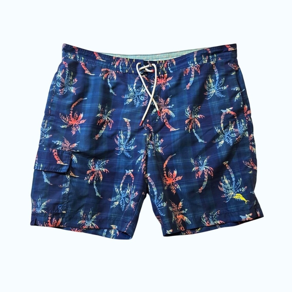 Tommy Bahama Mens Palm‎ Plaid Swim Trunks Beach Casual XXL